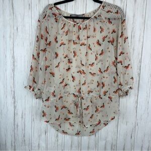 Anthropologie Daniel Rainn fall floral orange and cream blouse small